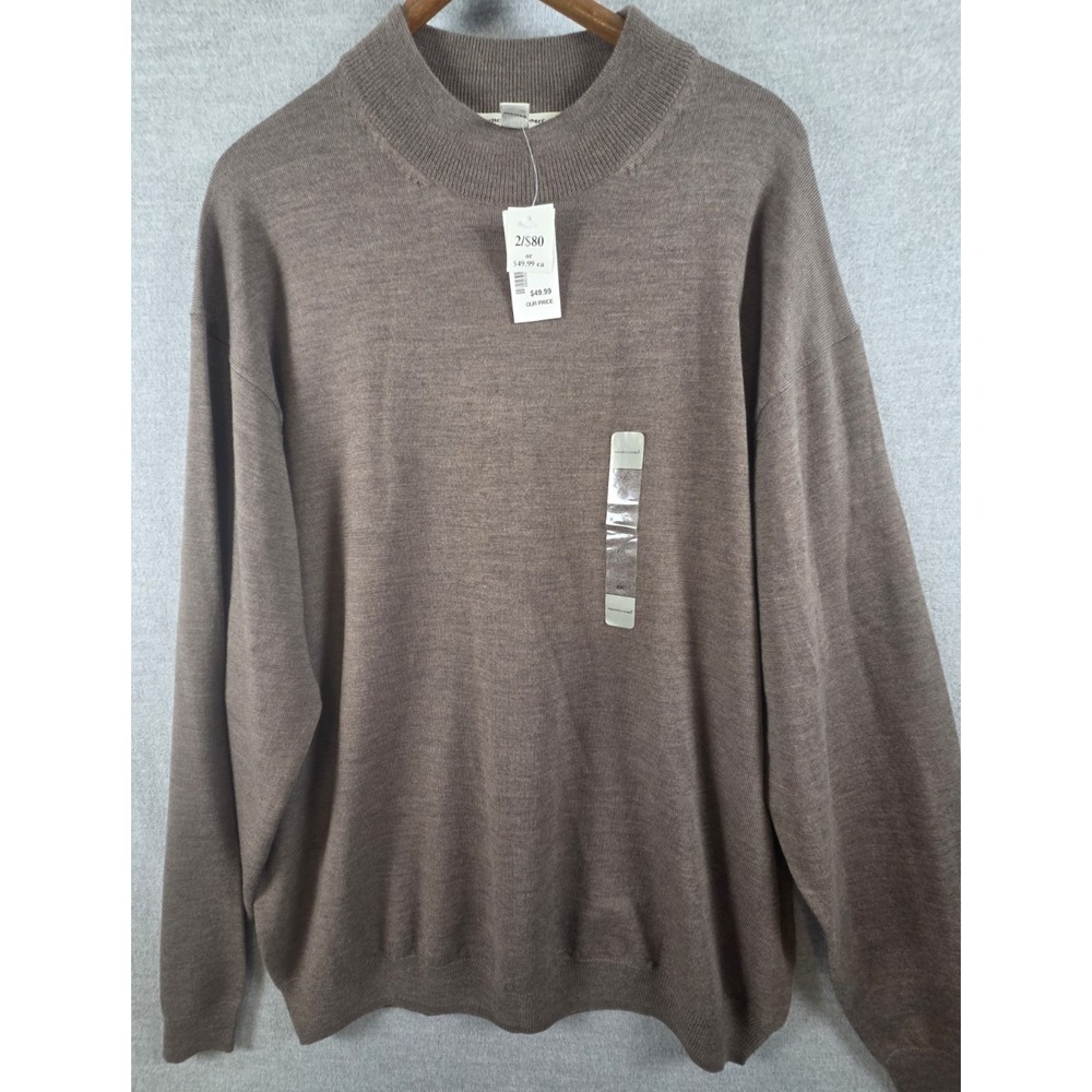 Pronto Uomo 2XL Mock Neck Sweater 100% Merino Wool Minimalist Neutral Career NEW